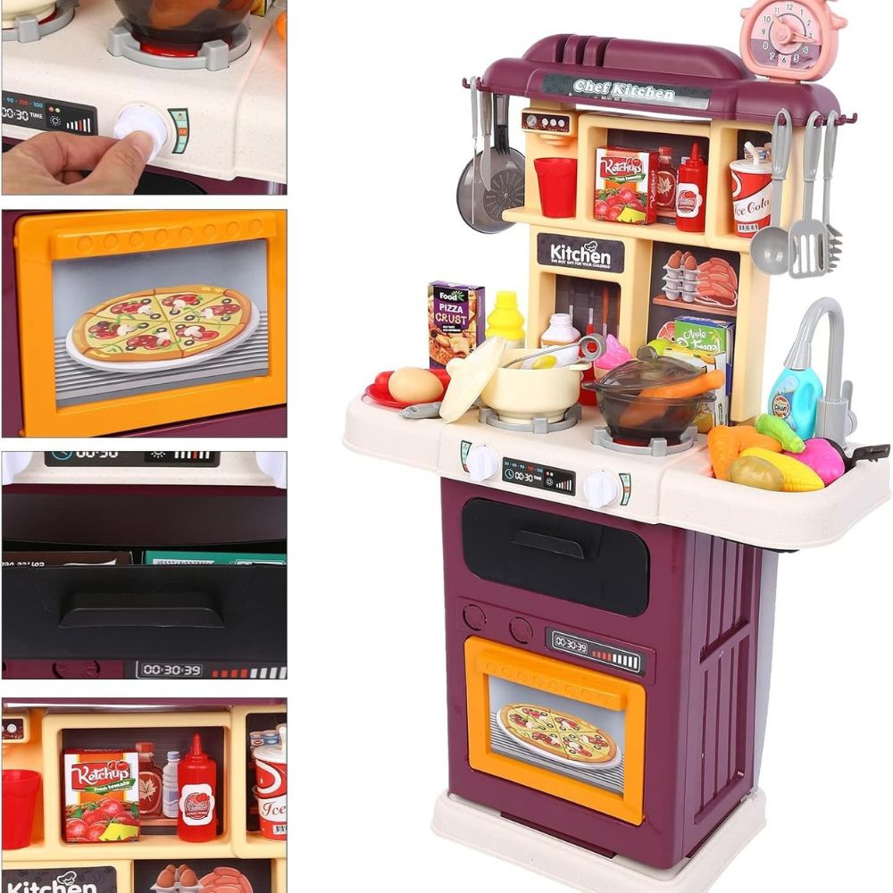 Cocina con Luces y Sonido Rosado 64 piezas