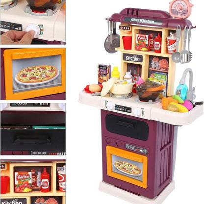 Cocina con Luces y Sonido Rosado 64 piezas