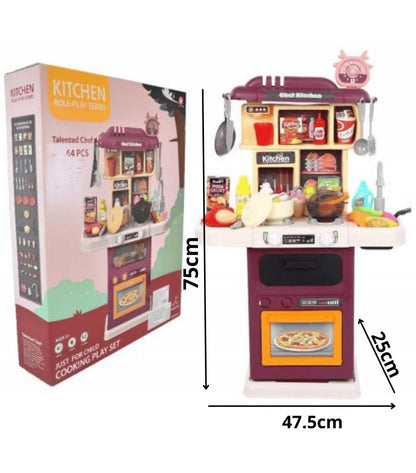 Cocina con Luces y Sonido Rosado 64 piezas